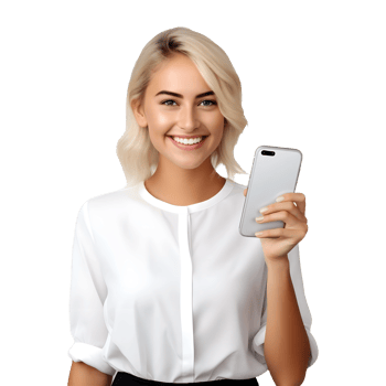 AI generated Woman Using Mobile Phone While Standing on Transparent background - Ai Generated png