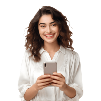 AI generated Woman Using Mobile Phone While Standing on Transparent background - Ai Generated png