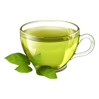 AI generated Green Tea in a Plate with Leaves Around on Transparent background - Ai Generated png