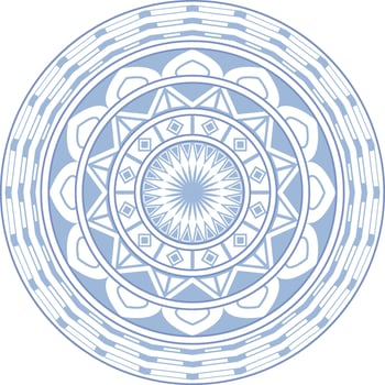 A blue and white circular design with a circular pattern,  mandala art with simple shapes vector