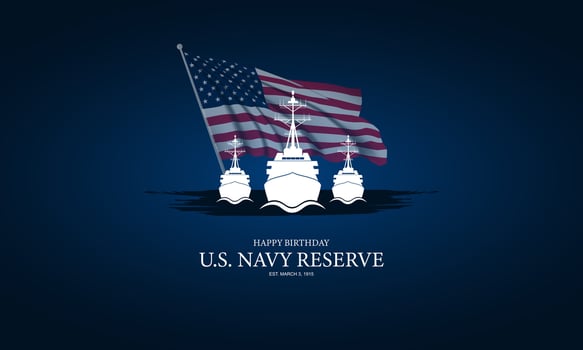 Happy Birthday US Navy Reserve March 03 Background Vector Illustration