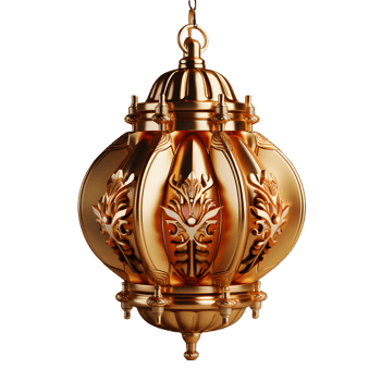 AI generated Luxury Gold Chinese Lantern Isolated on Transparent Background. Generative Ai png