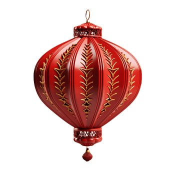 AI generated Red Chinese Lantern Isolated on Transparent Background. Generative Ai png