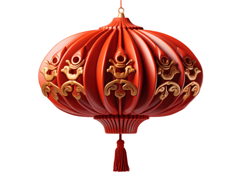 AI generated Red Chinese Lantern Isolated on Transparent Background. Generative Ai png