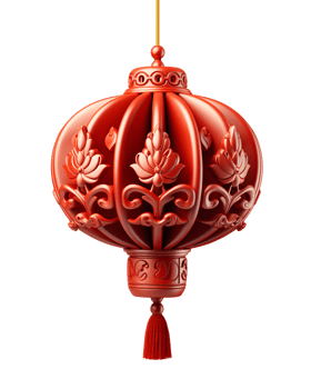 AI generated Red Chinese Lantern Isolated on Transparent Background. Generative Ai png