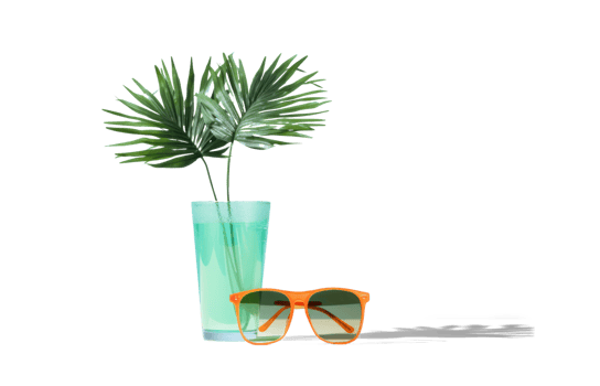 AI generated Spring Break Tropical Cocktail and Sunglasses png