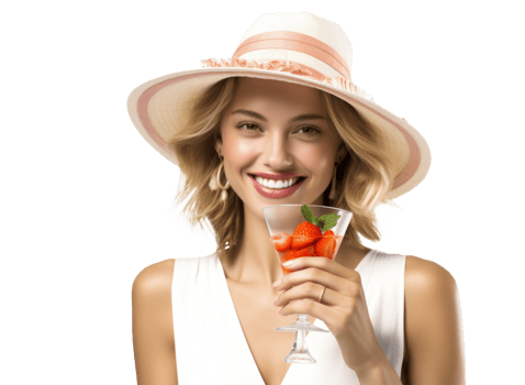 AI generated Summer Fun   Woman with Cocktail on Transparent Background png