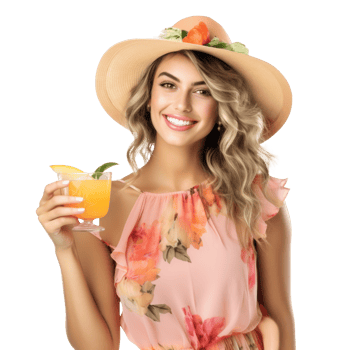 AI generated Summer Fun Woman with Tropical Drink png