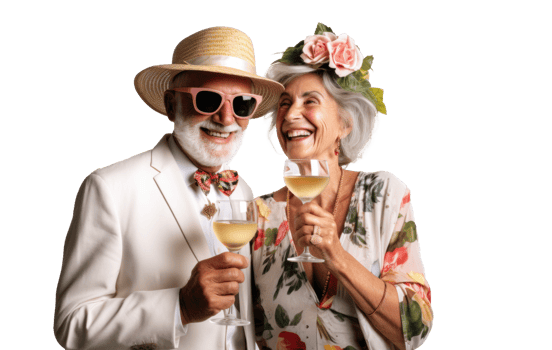 AI generated Summer Fun with Joyful Senior Couple Toasting png