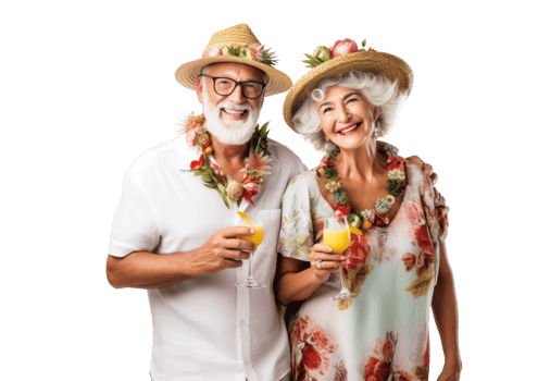 AI generated Elderly Couple Enjoying Summer Fun png