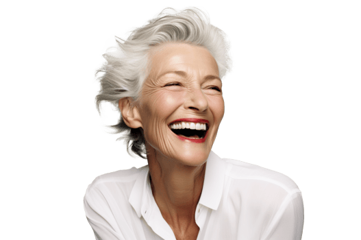 AI generated Radiant Older Woman Smiling on Transparent Background png