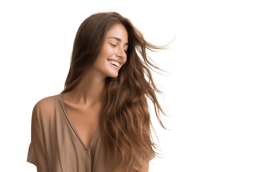 AI generated Natural Woman Smiling with Flowing Hair png