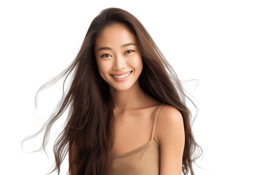 AI generated Natural Woman with Flowing Hair on Transparent png