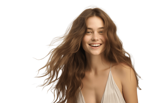 AI generated Natural Woman Smiling on Transparent Background png