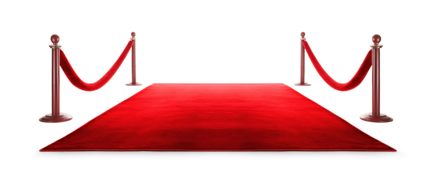 AI generated red carpet, png file of isolated cutout object with shadow on transparent background.