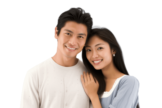 AI generated Asian Couple Smiling on Transparent Background png