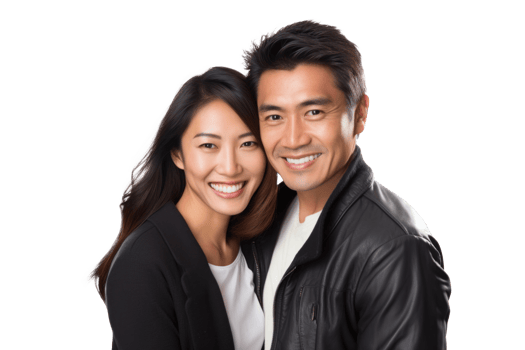 AI generated Asian Couple Smiling on Transparent Background png