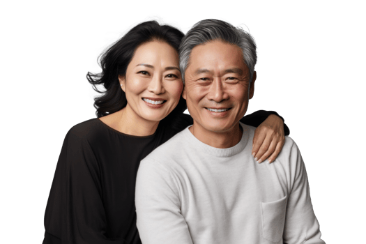 AI generated Asian Couple Smiling on Transparent Background png