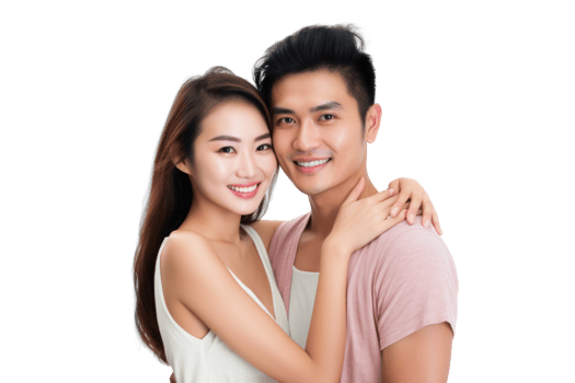 AI generated Asian Couple Smiling on Transparent Background png