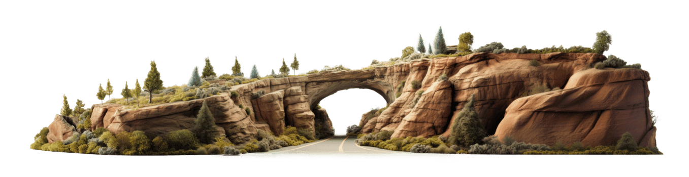 AI generated Scenic Drive Through Natural Rock Arch png
