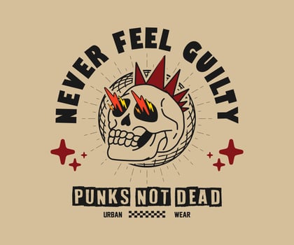 punk rock skull with slogan typography in vintage style, design graphic illustration for streetwear and urban style t shirt design, hoodies, etc vector