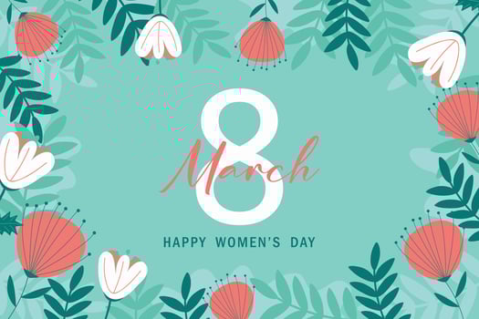 Postcard for the holiday of March 8th in a frame of creative flowers. vector