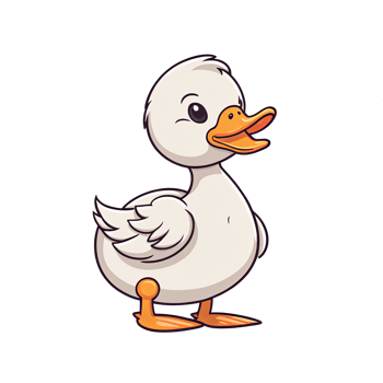 AI generated Cute duck cartoon illustration for kids on transparent background png