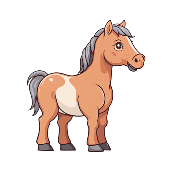 AI generated Cute horse cartoon illustration for kids on transparent background png