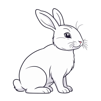 AI generated Cute white rabbit cartoon illustration for kids on transparent background png