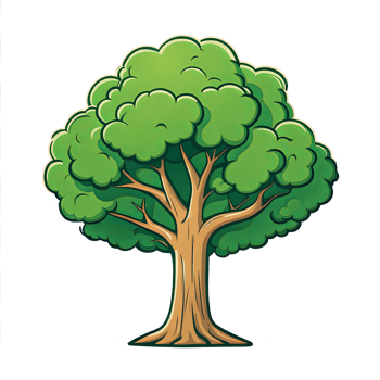 AI generated Tree cartoon illustration for kids on transparent background png