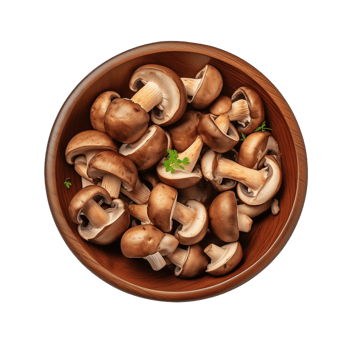 AI generated Bowl with fresh champignons on transparent background png