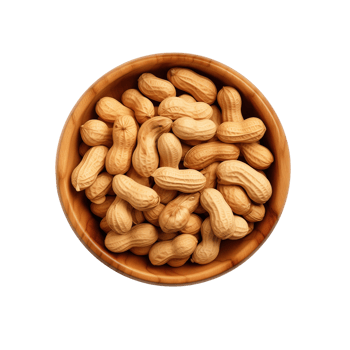 AI generated Peanuts in wooden bowl isolated on transparent background png