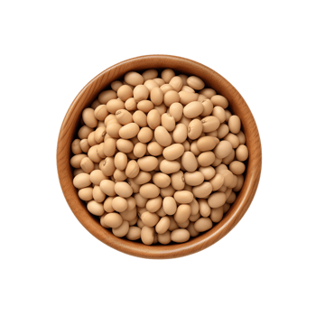 AI generated soy beans in wooden bowl isolated on transparent background png