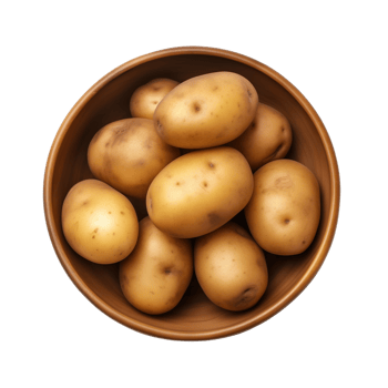 AI generated Potatoes in a bowl isolated on transparent background png
