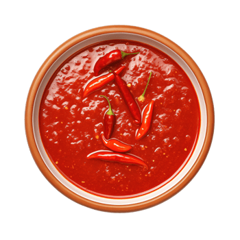 AI generated Bowl of spicy chilli sauce on transparent background png