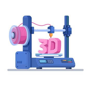 3D Printer Device Cartoon Illustration Vector