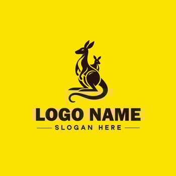 Kangaroo logo and icon symbol clean flat modern minimalist logo design editable vector