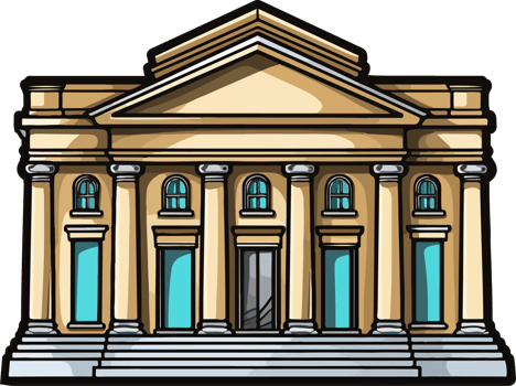 AI generated Bank building clipart design illustration png