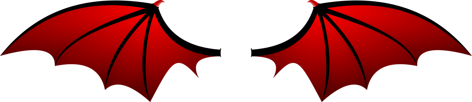Black red gradient bat wings png