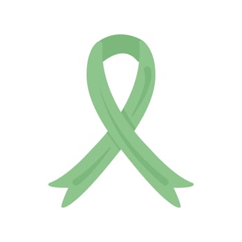 Green Ribbon international symbol of Mental Health Awareness Month or Week in May. Vector illustration in flat style isolated on white.