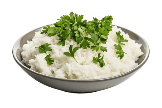 AI generated Boiled White Rice and Parsley with Transparent Background. AI png