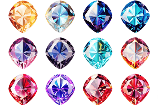 AI generated Diamond Gemstone Set with Transparent Background. AI png