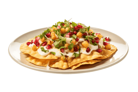 AI generated Papdi Chaat on Plate with Transparent Background . AI png