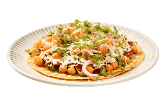 AI generated Papdi Chaat on Plate with Transparent Background . AI png