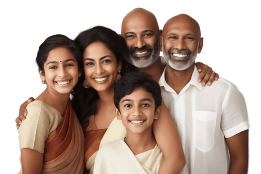 AI generated Joyful Indian Family on Transparent Background. AI png