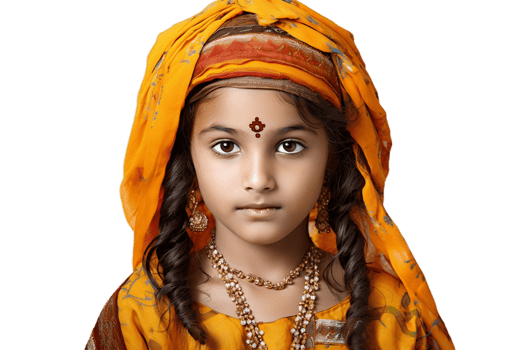AI generated A Young Indian Girl in Colorful Ethnic Attire on Transparent Background. AI png