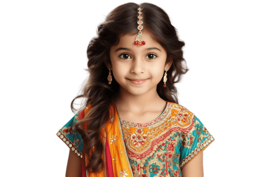 AI generated A Young Indian Girl in Colorful Ethnic Attire on Transparent Background. AI png