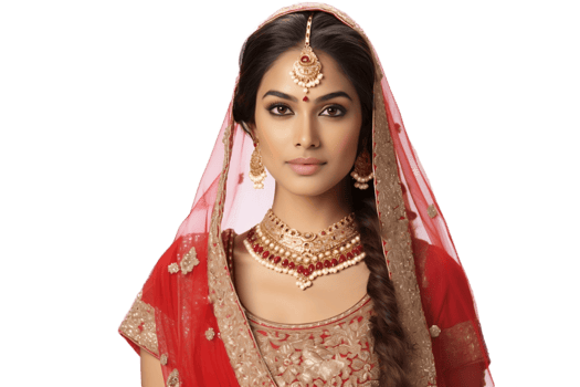 AI generated An Indian Bride in Traditional Wedding Attire on Transparent Background. AI png