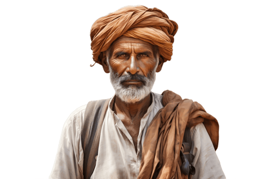 AI generated An Indian Farmer on Transparent Background. AI png