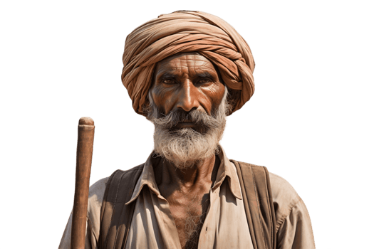 AI generated An Indian Farmer on Transparent Background. AI png